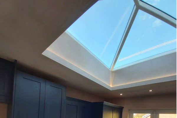 flat roof and kitchen extension korniche lantern